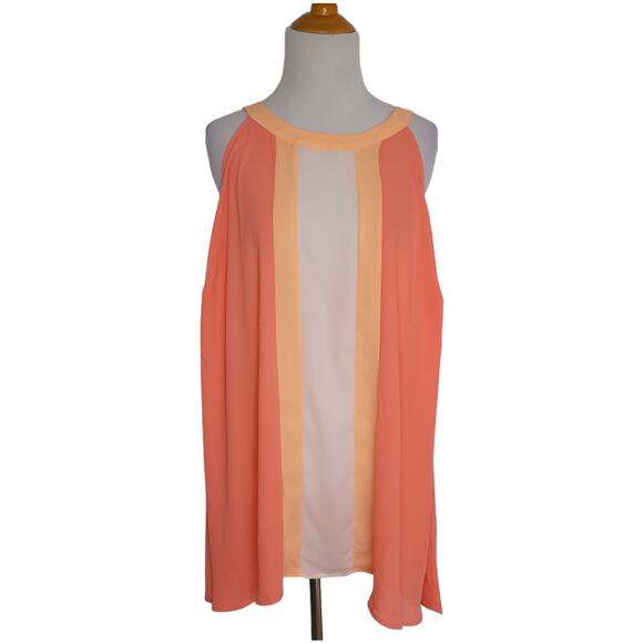 NEW Torrid Georgette Halter Tank Colorblock Coral Lightweight Sleeveless Women 3 - Picture 2 of 12
